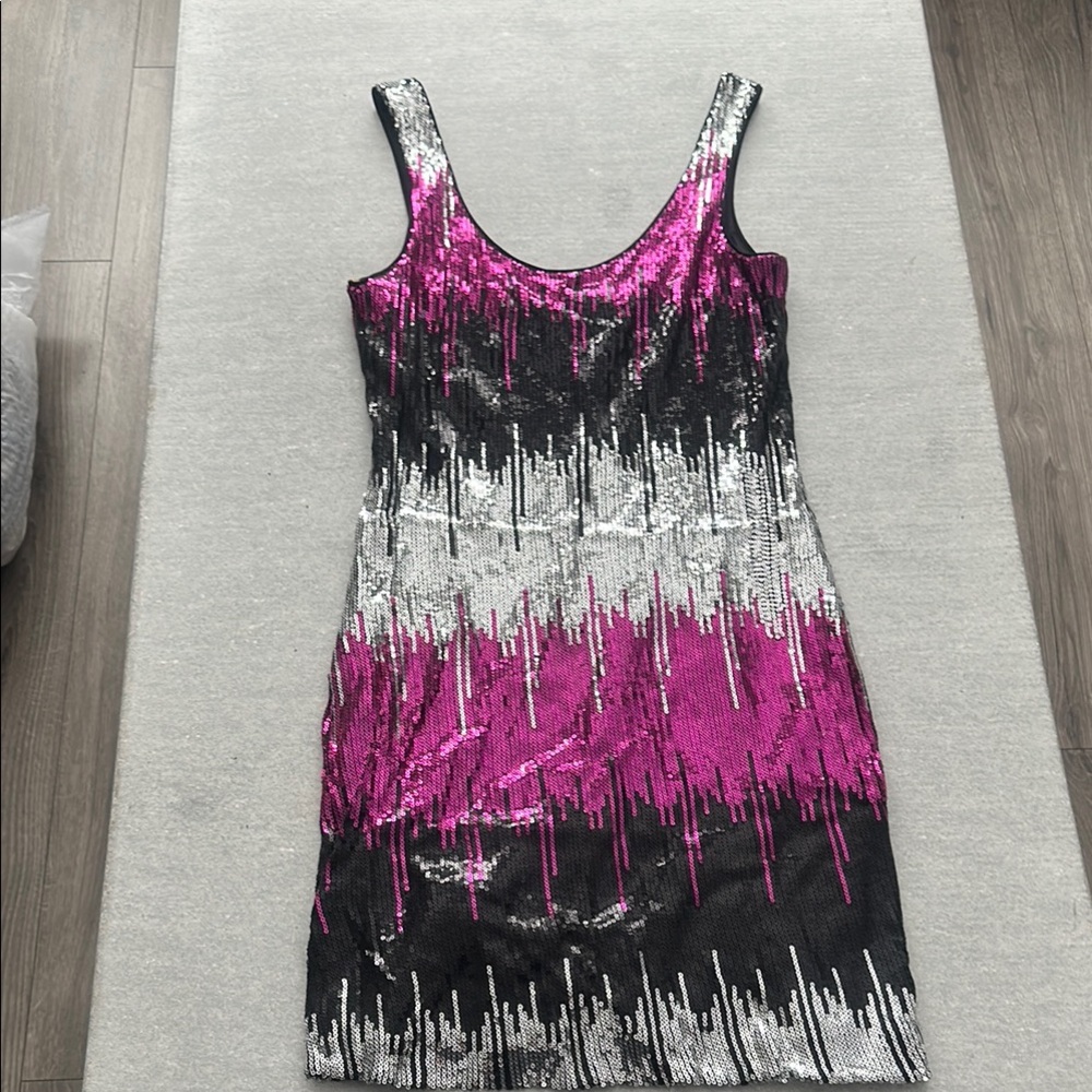 Sequin Party Dress - Pink, Black, and Silver